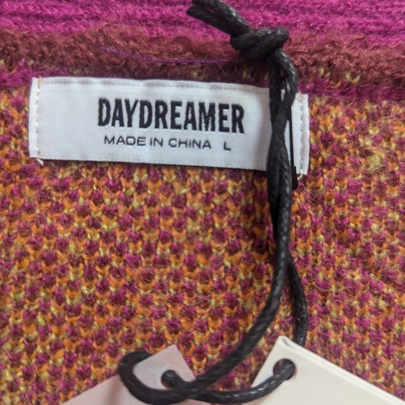 Daydreamer Purple and Orange Argyle Cardigan - Picture 2 of 10